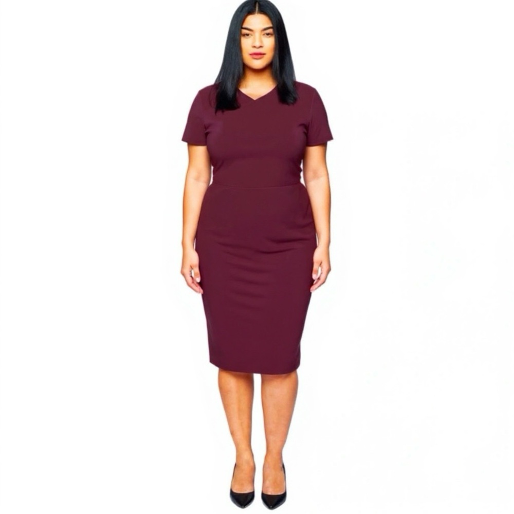 Universal Standard Mary Dress Plus SZ XL Faux Wrap Midi Burgundy 26/28 4X Career